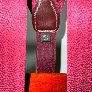 100% Silk Solid Burgundy Adjustable Button Suspenders